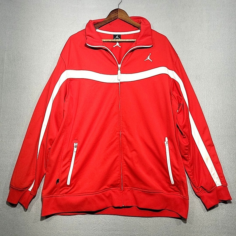 Jordan Jacket Mens XL Red White Full Zip‎ Track Athletic Jumpman Logo